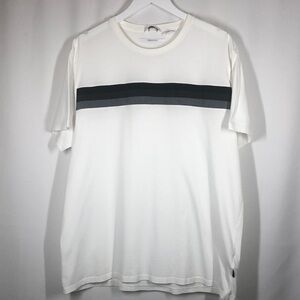 Calvin Klein t-shirt white and gray and black central lines.